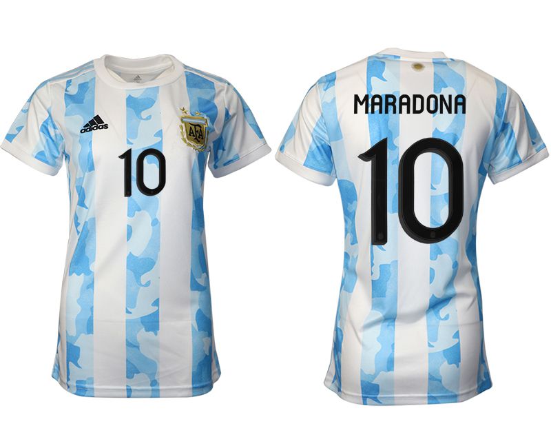 Women 2021-2022 Club Argentina home aaa version white #10 Soccer Jerseys->women soccer jersey->Women Jersey